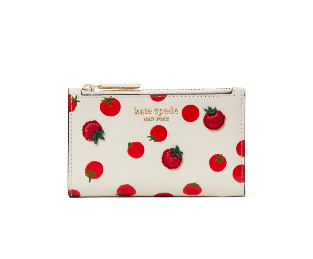 Spencer Tomato Dot Embellished Small Slim Bifold Wallet (Parchment Multi)